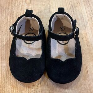 Little Love Bug Black Suede T Bar Shoe Size 5